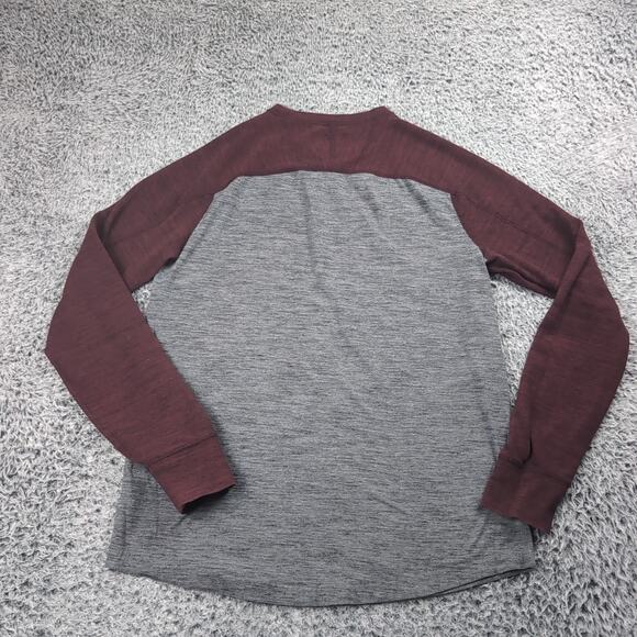 American Eagle Shirt Men Medium Gray Red Raglan Casual Thermal Waffle Knit Logo - Picture 5 of 6